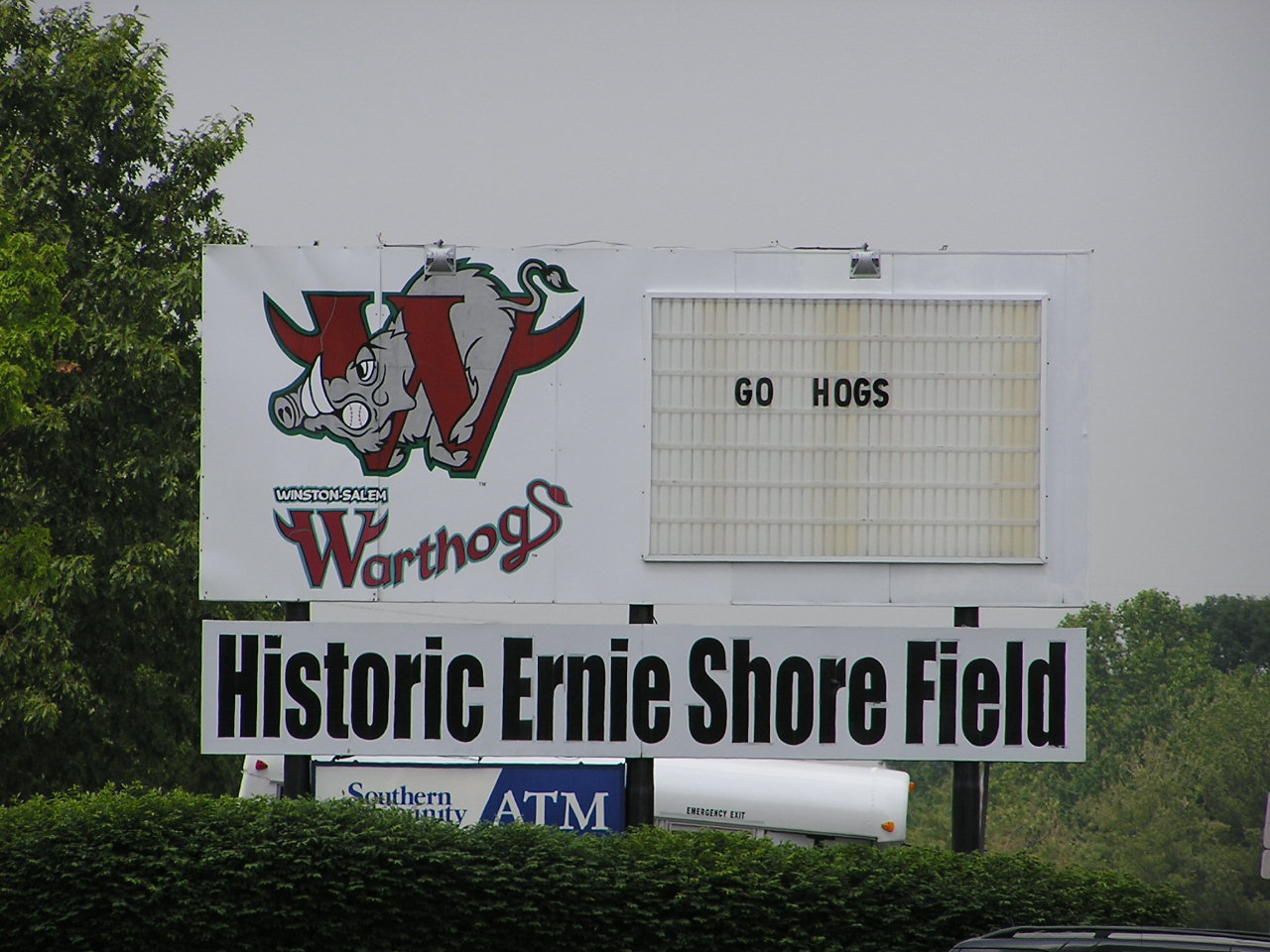 The sign outside Ernie Shore Field